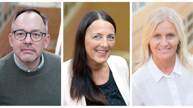 Jeffrey Hall, Ruth Jensen og Ann Elisabeth Gunnulfsen har studert hvordan norske skoleledere jobber kreativt for å få innført nye læreplaner (foto: Shane Colvin/UiO).