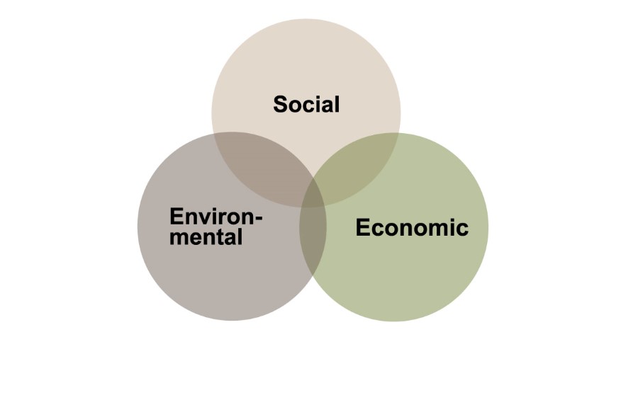 Figure 1. The environmental, economic, and social dimensions of sustainable development are intertwined and cannot be separated within a holistic understanding.