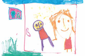 FIGUR 2: Døme på teikning frå eit barn som fekk i oppgåve å teikne familien sin.