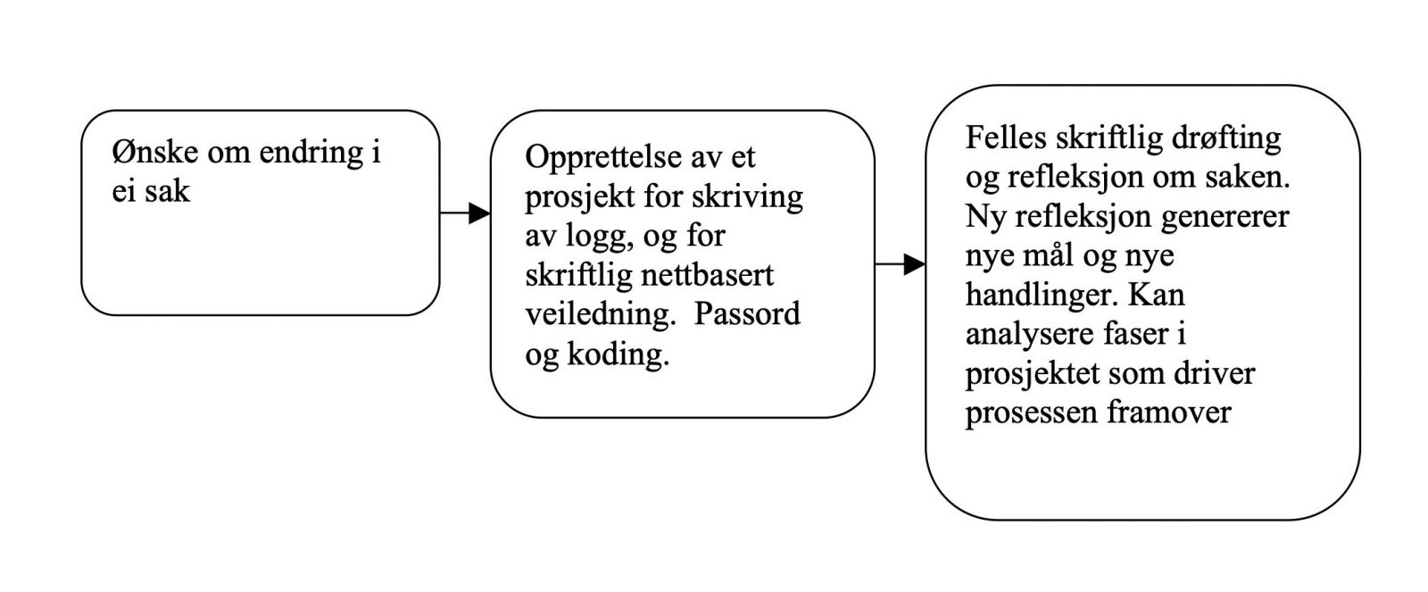 Fig 1. Arbeidsmodell for nettbasert veiledning fra PPT (Knutsen og Larsen, 2010).