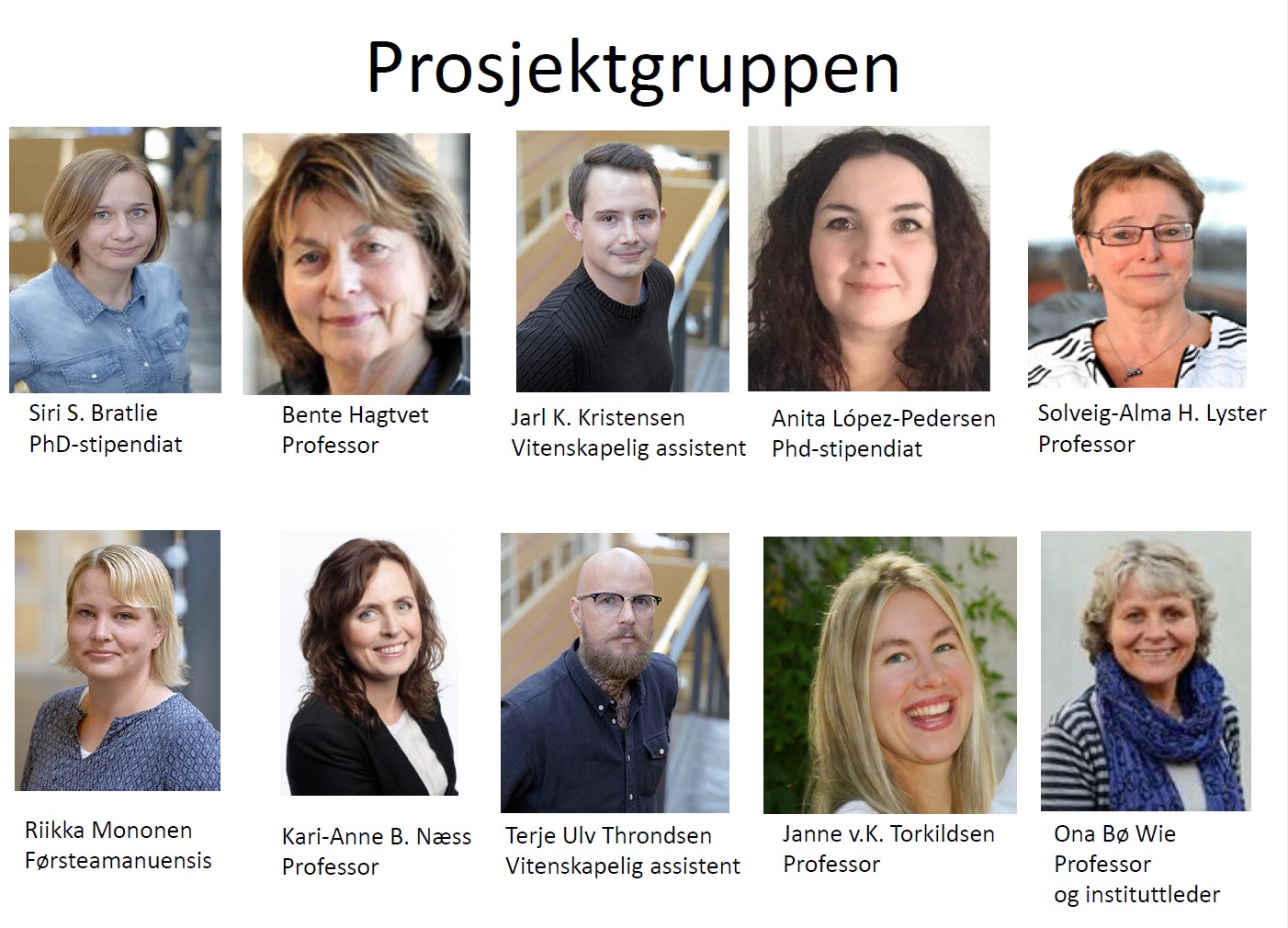 Figur 2. Prosjektgruppen på Institutt for spesialpedagogikk, med Janne von Koss Torkildsen i spissen.