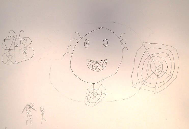 Figur 8. Meg og lillebroren min og en edderkopp (Elev 5, tegning 1)