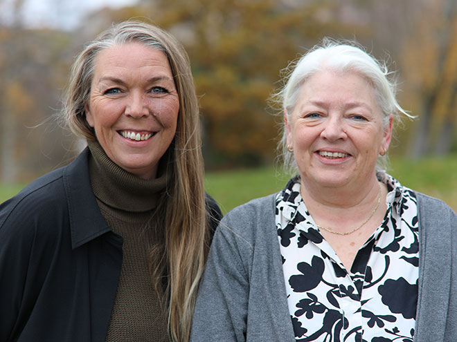 Professor Bente Ulla og professor Ann Sofi Larsen ved Fakultet for lærerutdanninger og språk. Foto: Nina Fredheim.